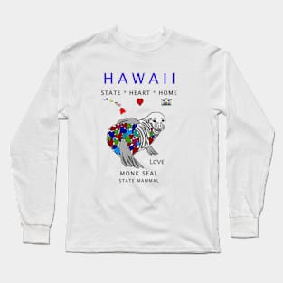 Hawaii, Monk Seal, Love, Valentines Day, State, Heart, Home Long Sleeve T-Shirt